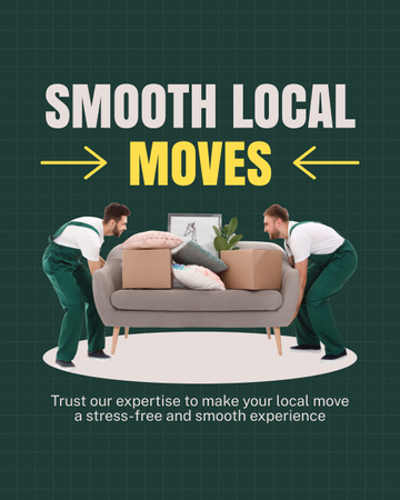 Platilla de diseño Offer of Moving Services with Men holding Sofa Instagram Post Vertical