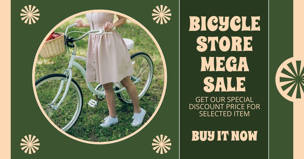 Mega Sale of Modern Bikes in Bicycle Store Facebook AD Tasarım Şablonu