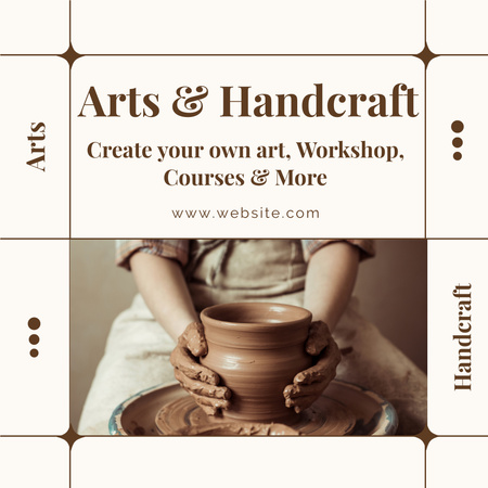 Szablon projektu Ogłoszenie o warsztatach artystycznych i rzemieślniczych z ceramiką Instagram