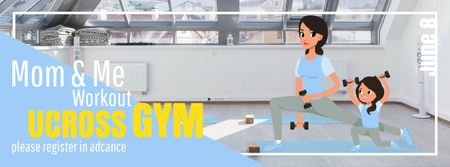 Mother and daughter training in gym Facebook Video cover tervezősablon