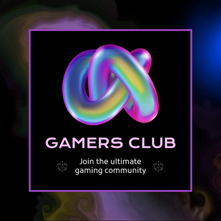 Promoção colorida do clube de jogadores com slogan Animated Logo Modelo de Design