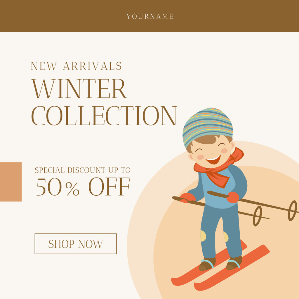 Winter Sports Clothes for Kids Instagram AD Design Template