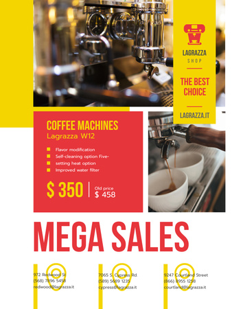 Coffee Machine Sale with Brewing Drink Poster US Modelo de Design