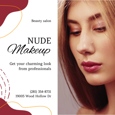 Charming Look With Nude Makeup At Beauty Salon Offer Animated Post Design Template