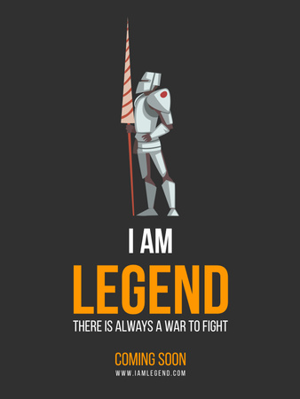 Ontwerpsjabloon van Poster US van Illustratie van ridder in pantser met motiverende zin