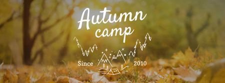 Modèle de visuel feuillage d'automne au sol - Facebook cover
