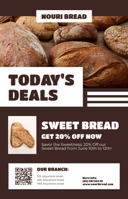 Designvorlage Today's Deals of Bakery on Brown für Recipe Card