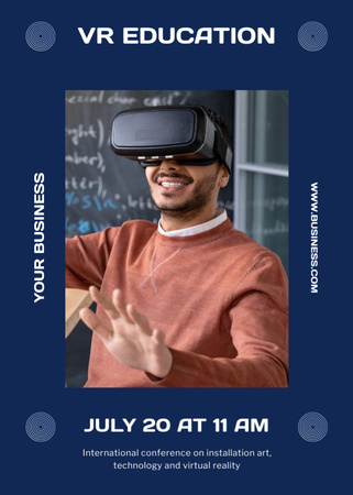Virtual Education Ad with Young Man in VR Glasses Postcard 5x7in Vertical Design Template
