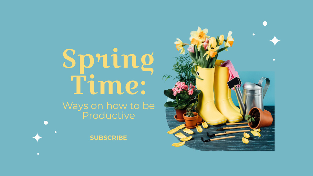 Spring Productivity Tips Youtube Thumbnail Design Template