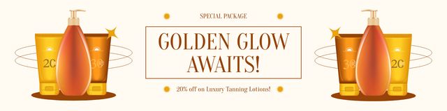 Designvorlage Tanning Cosmetics Sale for Golden Glow für Twitter