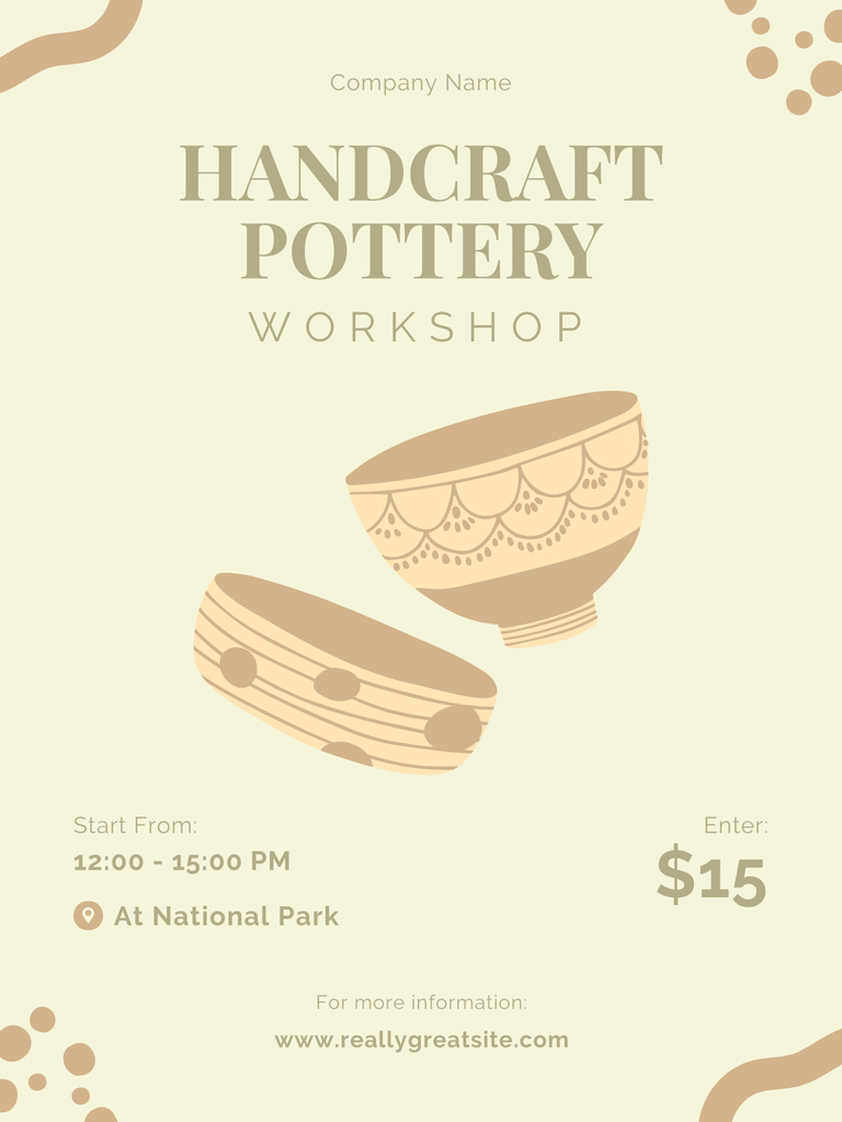Handcraft Pottery Workshop Offer Poster US Tasarım Şablonu