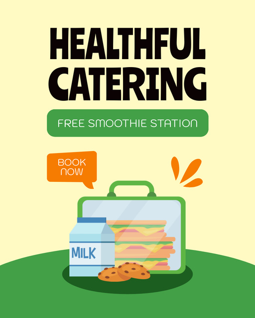 Healthful Catering Service Offer with Launch Box Instagram Post Vertical Modelo de Design