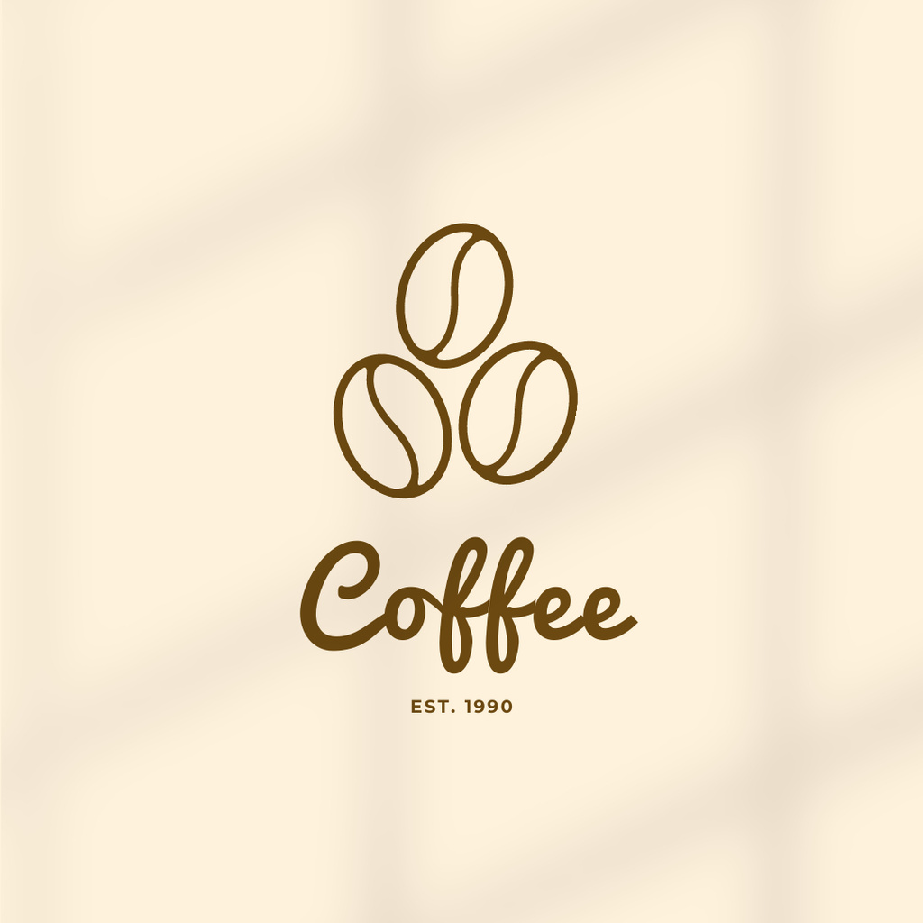 Coffee House Emblem with Coffee Beans Logo 1080x1080pxデザインテンプレート