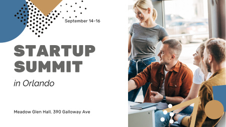 Startup Summit announcement Colleagues working Together FB event cover Design Template
