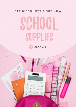 Template di design Back to School Sale Stationery in Backpack Flayer