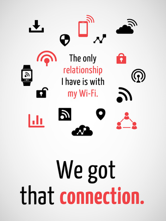 Template di design Segno Wi-Fi e icone con la frase Poster 36x48in