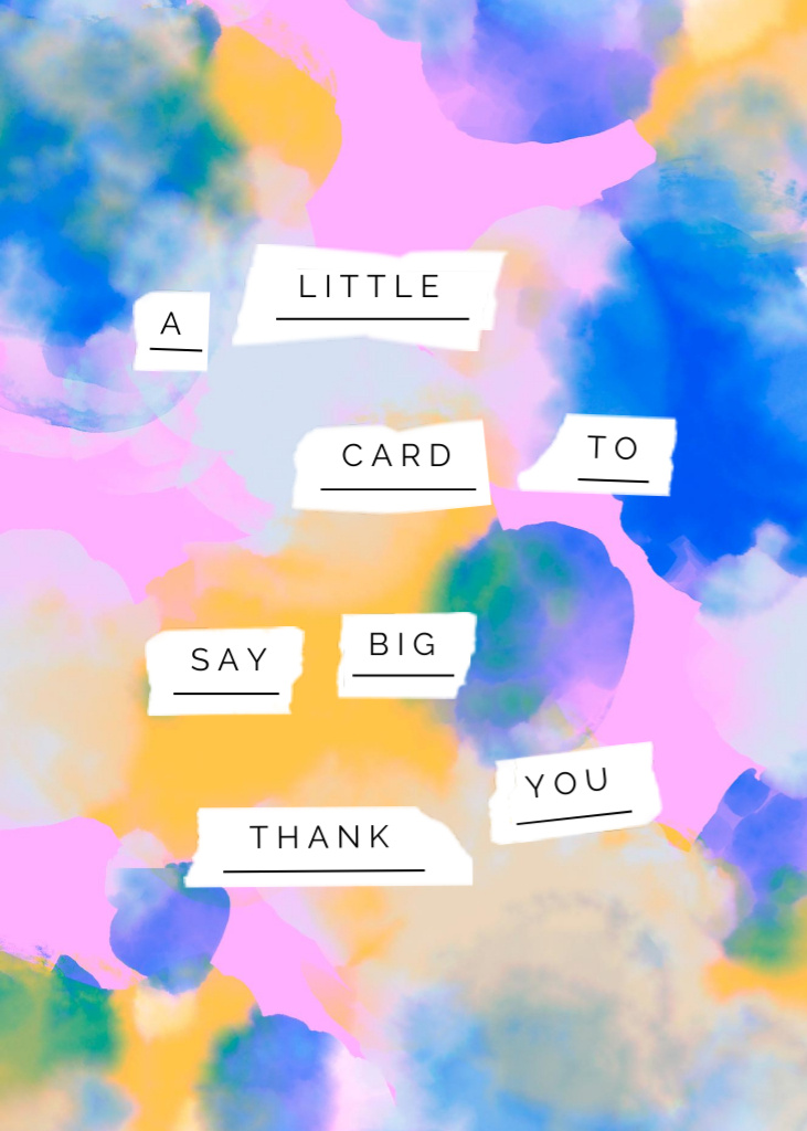 Platilla de diseño Thankful Phrase On Background of Watercolor Stains Postcard 5x7in Vertical
