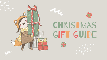 Christmas Gift Guide With Girl Holding Lots Of Presents Youtube Thumbnail Design Template