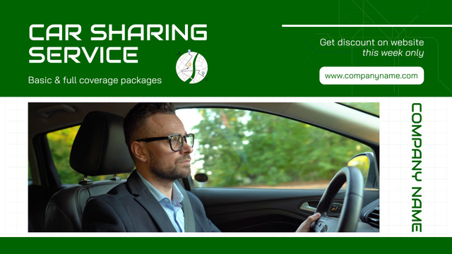 Plantilla de diseño de Car Sharing Service With Discount with Driver Full HD video 