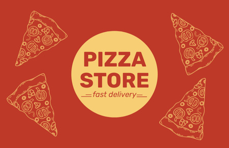 Pizza Store Loyalty Offer on Red Simple Business Card 85x55mm Design Template