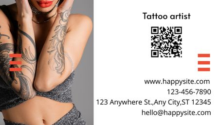 Template di design Offerta di servizi di Tattoo Studio con campione di opere d'arte Business Card US