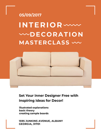 Plantilla de diseño de Interior decoration masterclass with Sofa in red Poster US 
