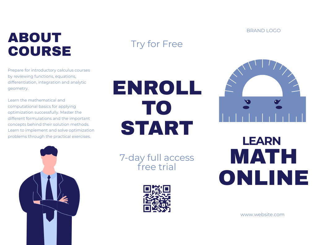 Designvorlage Offering Online Courses in Math für Brochure 8.5x11in