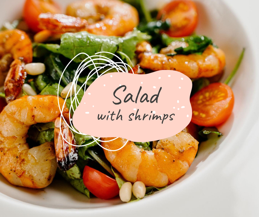 Delicious salad with Shrimps Facebook Modelo de Design