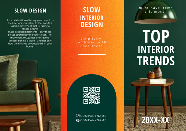 Stylish Modern Room Interior with Stylish Lamp Brochure – шаблон для дизайна