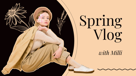 Spring Vlog with Beautiful Blonde Youtube Thumbnail Design Template