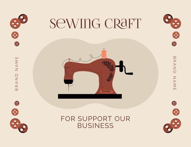 Sewing Craft and Business Thank You Card 5.5x4in Horizontal – шаблон для дизайну