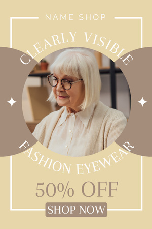 Platilla de diseño Stylish Eyewear With Discount For Elderly Pinterest