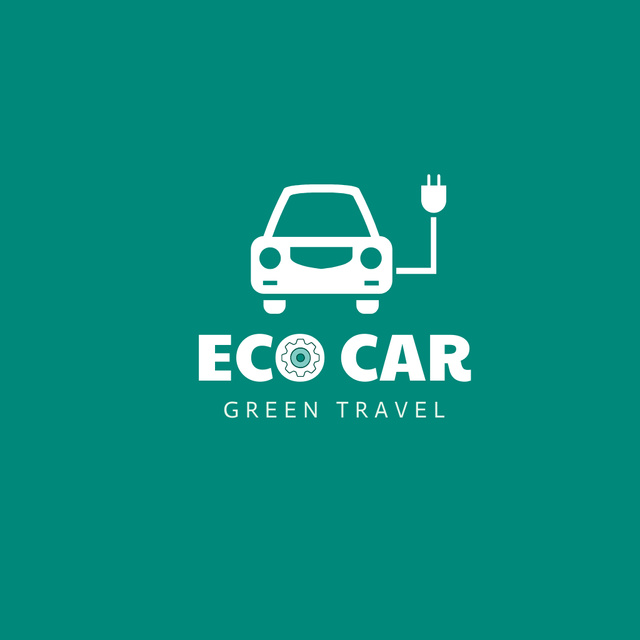Emblem with Eco Car on Green Logo Modelo de Design