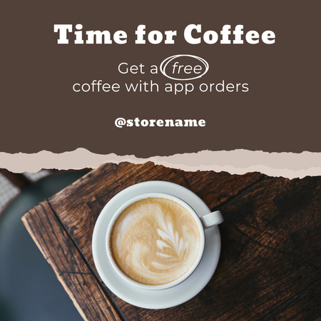 Plantilla de diseño de Aplicación gratuita para pedidos de café para cafetería Instagram 