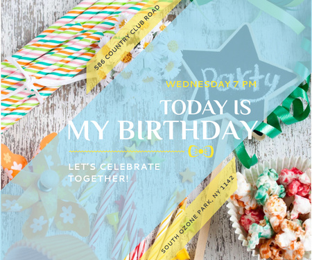 Birthday Party Announcement Large Rectangle Design Template