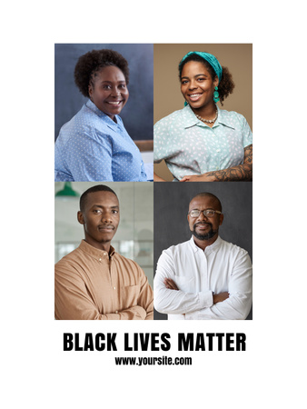 Plantilla de diseño de Lema de Black Lives Matter con gente afroamericana feliz en collage Poster US 
