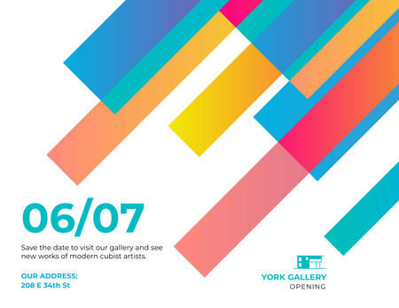 Art Gallery Opening Announcement Flyer 8.5x11in Horizontal Modelo de Design