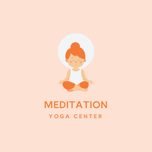 Woman Practicing Yoga in Lotus Pose Logo 1080x1080px Design Template