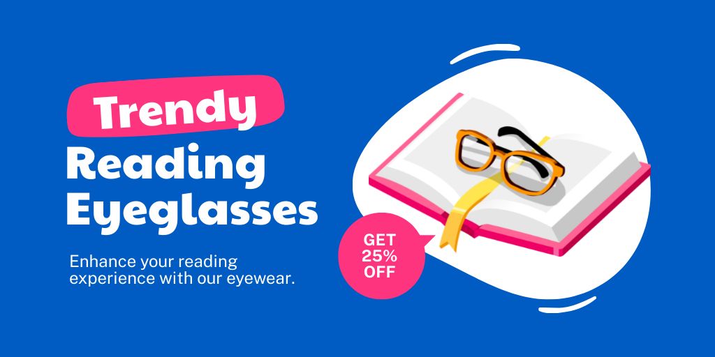 Price Reduction on Trendy Reading Glasses Twitter Design Template