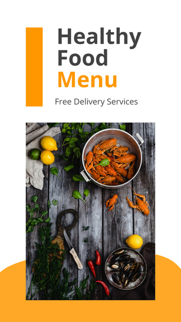 Free Delivery And Healthy Food Meals Offer Instagram Story Modelo de Design