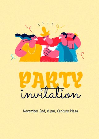 Plantilla de diseño de Party Announcement with Best Friends hugging Invitation 