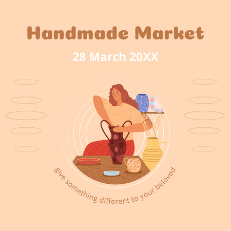 Market for Handicrafts with Woman Potter Instagram Design Template