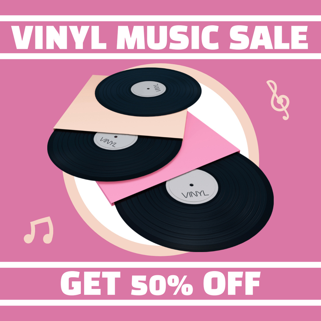 Szablon projektu Promo of Vinyl Music Sale with Discount Instagram