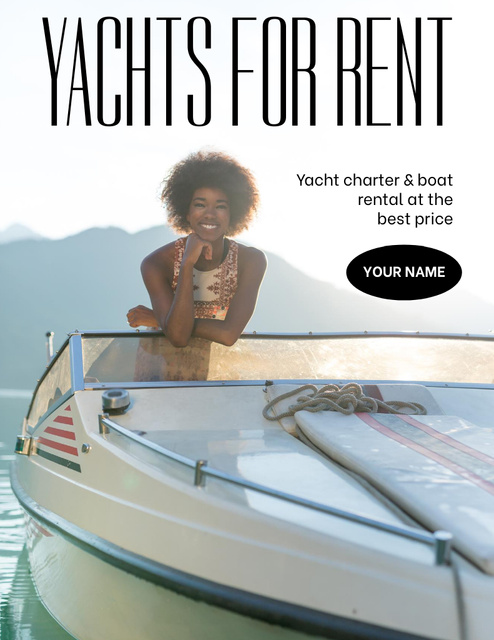 Special Ad of Yacht Rent Offer Flyer 8.5x11in Design Template