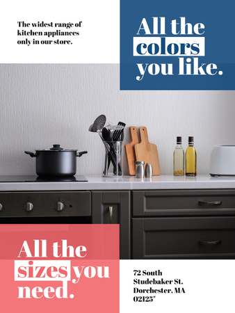 Platilla de diseño Kitchen Utensils Store Ad Pots on Stove Poster US