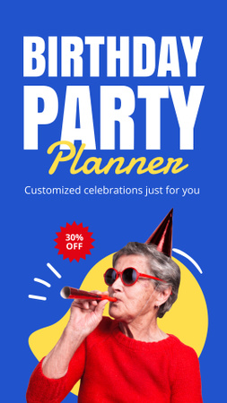Cool Old Woman at Birthday Party Instagram Story Design Template