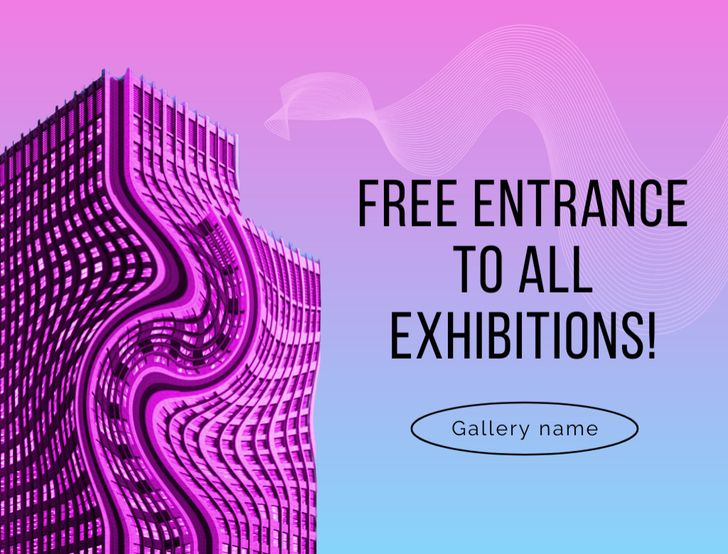 Plantilla de diseño de Art Exhibition with Free Entry Postcard 4.2x5.5in 