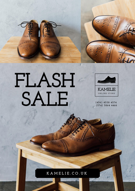 Fashion Sale with Stylish Male Shoes Poster Πρότυπο σχεδίασης