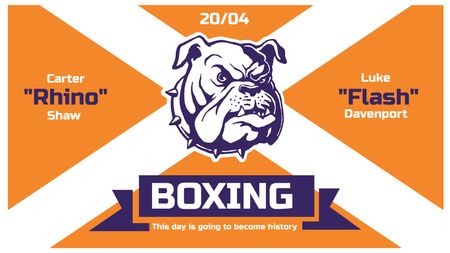 Boxing Match Announcement Bulldog on Orange Titleデザインテンプレート