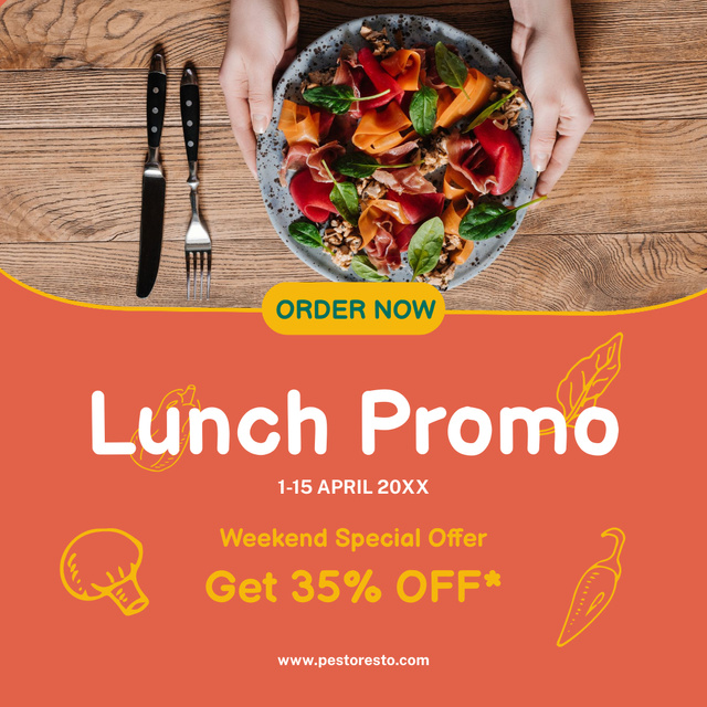 Template di design Lunch Promo Offer with Vegetables Instagram